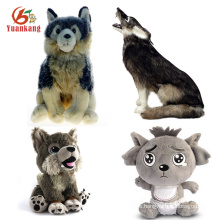 Peluches Stuffy Soft Toy Custom Baby / Grande / Gris y Negro / Azul / Rojo / Blanco / Negro Wolf Plush Toy Whit Blue Eyes